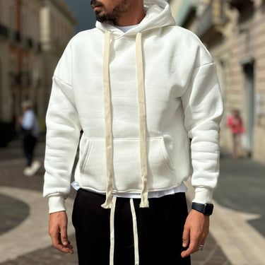 Felpa bianca con cappuccio boxy fit - FLAG STORE